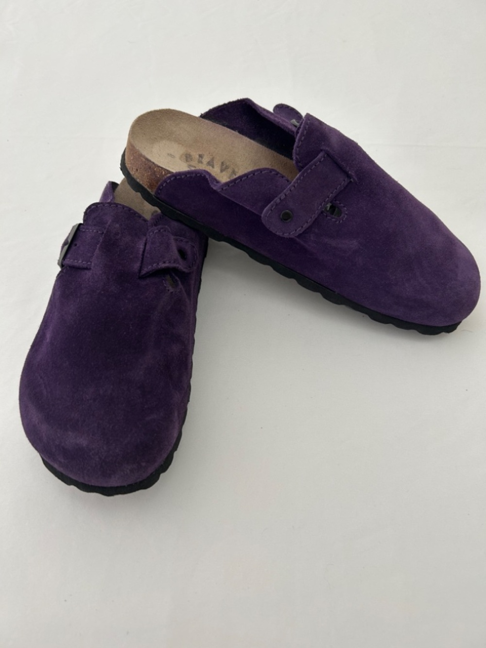 Beaver Creek Plum Purple Suede and Cork Slip-on Clogs Mules Size 8 - Picture 10 of 10